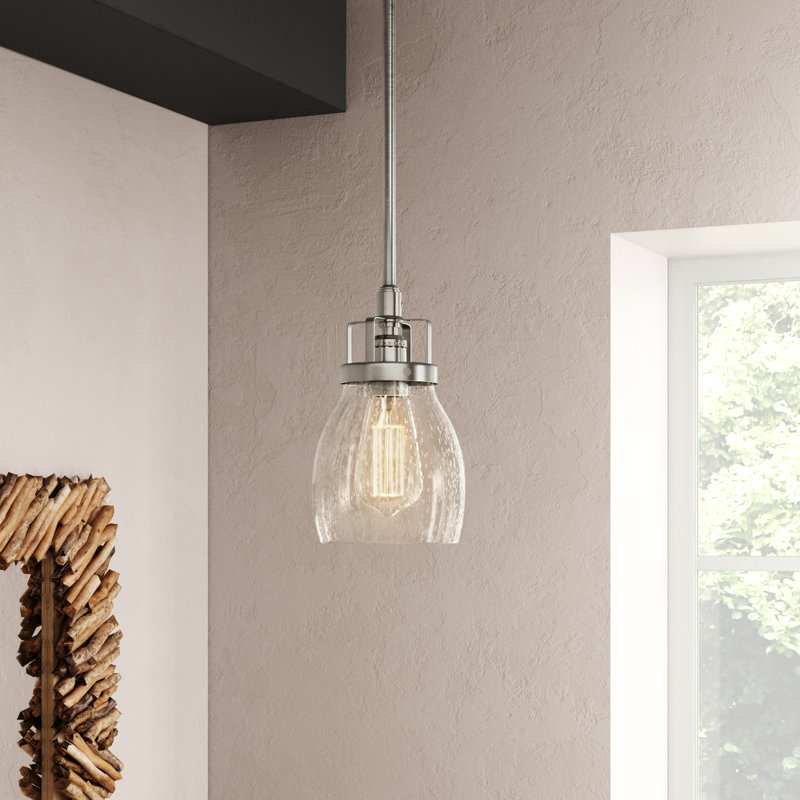 Beachcrest Home Shameka Steel And Glass 1 Light Single Bell Pendant With Adjustable Hanging Height W005270816