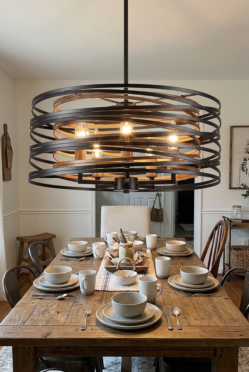 The Art of Overhead Warmth: Styling the Farmhouse Mosaic Drum Chandelier in Modern Sleeping Sanctuaries