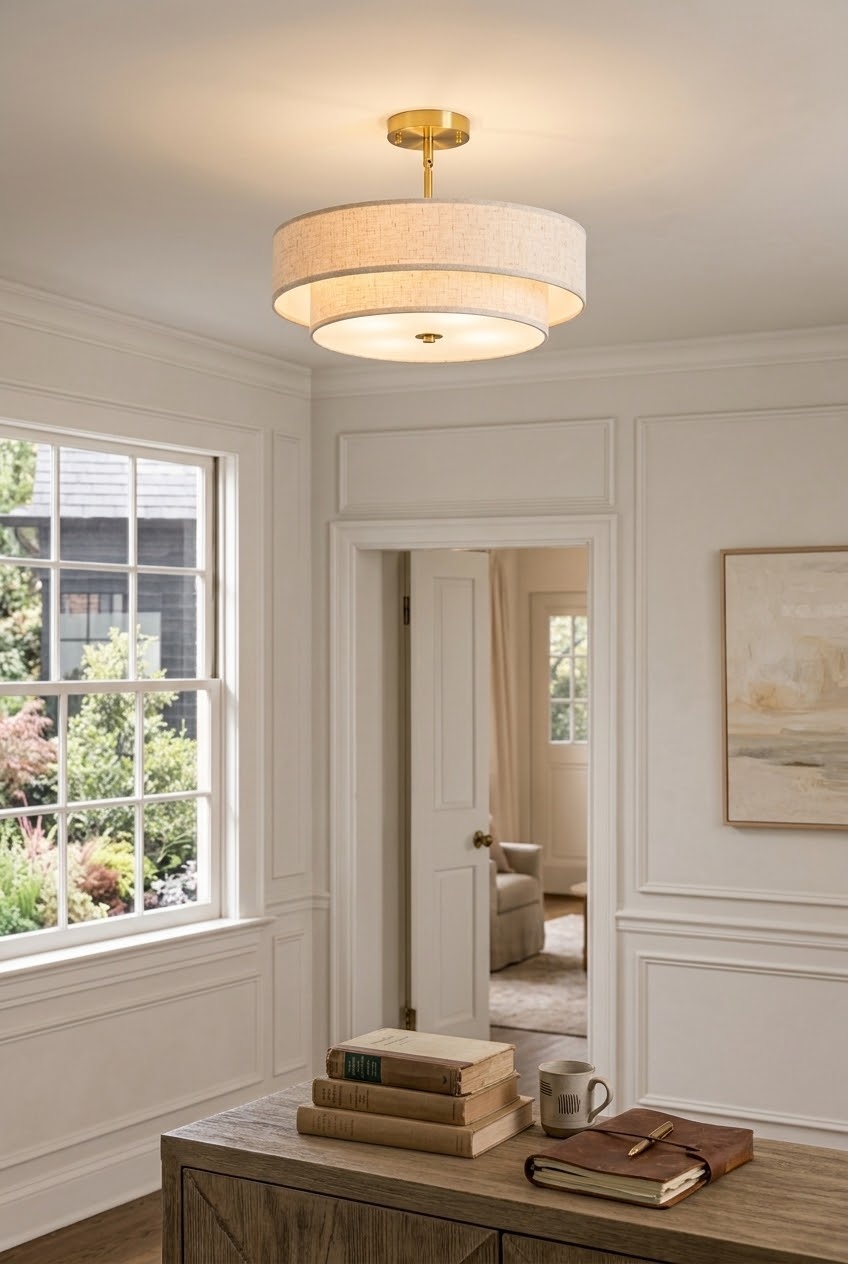 Soft Geometries: Styling Modern Overhead Lighting in Serene Suites
