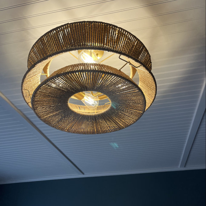 Bay Isle Home Clouden 20In 4 Light Rattan Semi Flush Mount Ceiling Light W111515273