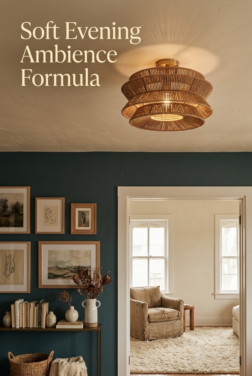 The Soft Evening Ambience Formula: Curating Calm with Rattan Semi-Flush Mounts