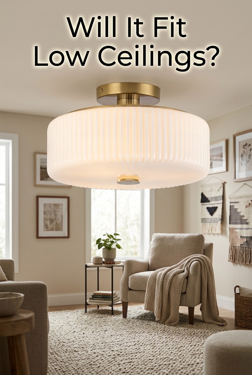 Low Ceiling Solution: Mastering Bedroom Light Ceiling Clearance with Ribbed Glass Elegance