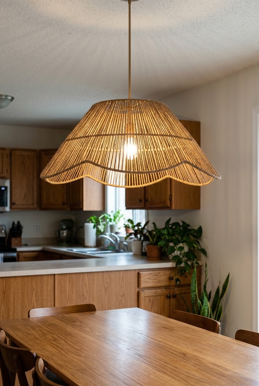 Embracing Organic Textures with a Boho Hand Woven Rattan Pendant Light