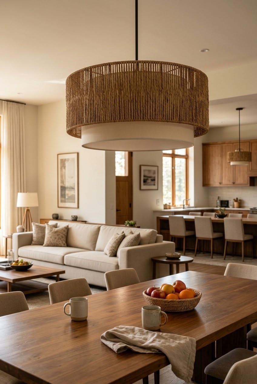 Embracing Organic Textures with a Boho Hand Woven Rattan Pendant Light