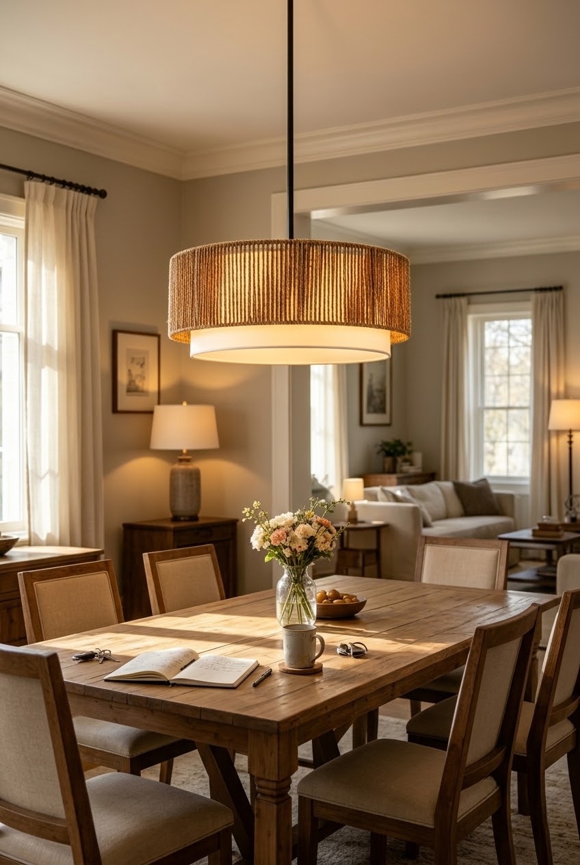 Embracing Organic Textures with a Boho Hand Woven Rattan Pendant Light